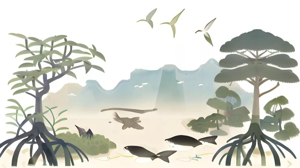 Concept art of mangrove forest. (pic by canva.com)