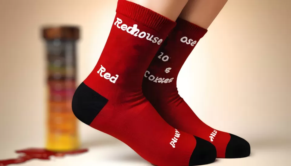 Socks with printed name.